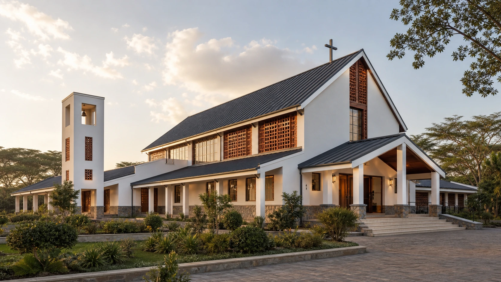 Completed contemporary institutional hall